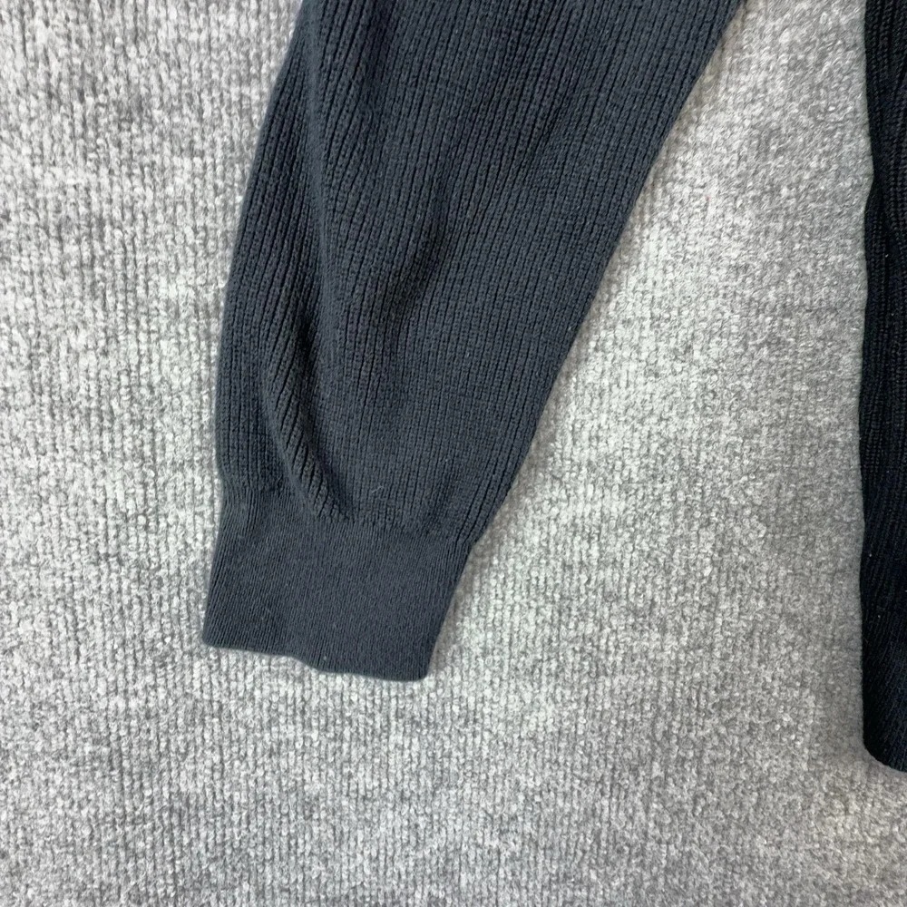H&M Sweater Mens XL Black 1/4 Zip Mock Neck Cotton Knit Pullover Slim Fit Casual
